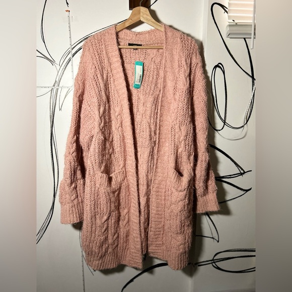 NEW Fate Light Pink Cable Knit Sweater with Pockets, So Soft, Women’s 2X - Picture 1 of 12